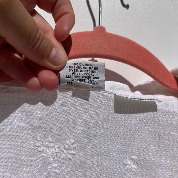 CP Shades Pure Irish Linen Embroidered Button Down Blouse - Picture 4 of 7